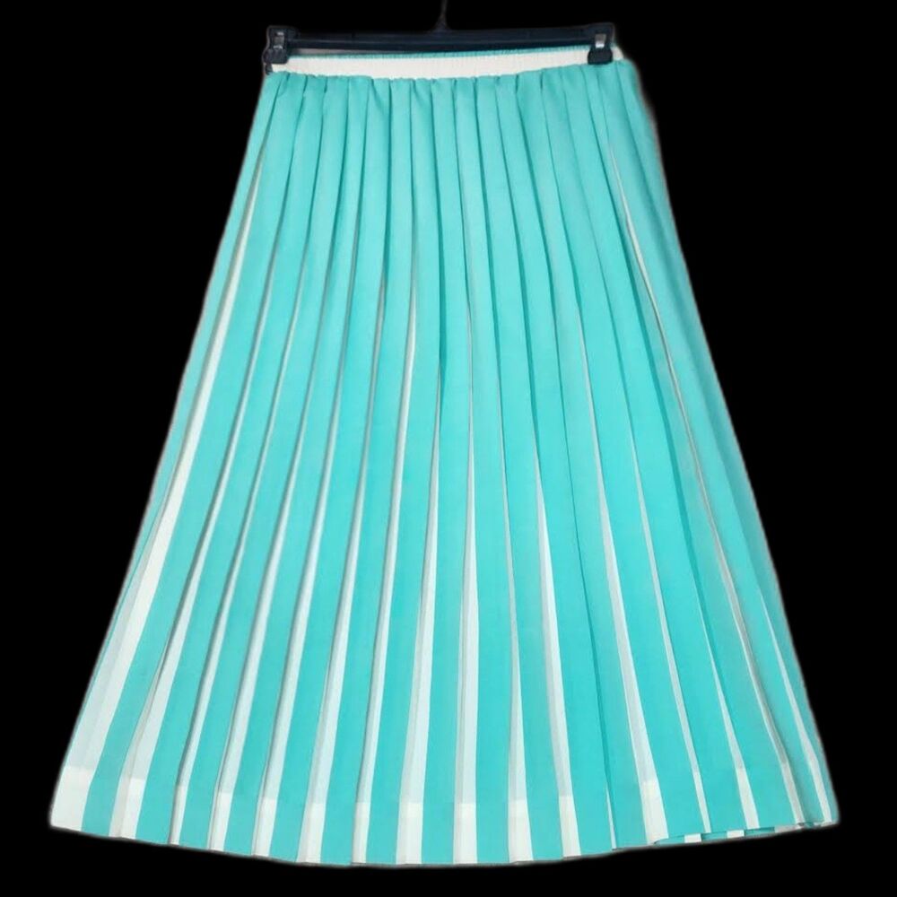 Vintage 70s Campus Casuals Cali White & Teal Skirt Size S Waist Paper Tag
